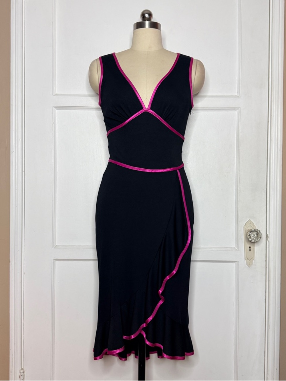 Windsor black and pink midi dress